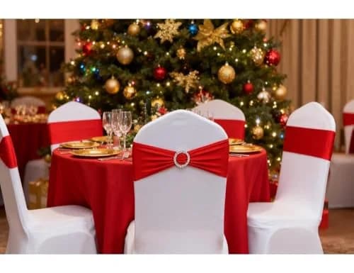 Gankar Red Spandex Chair Sashes 50 Pack (1.288 kg) | Wedding & Party Chair Bands with Buckles thumbnail 2