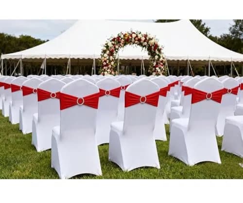 Gankar Red Spandex Chair Sashes 50 Pack (1.288 kg) | Wedding & Party Chair Bands with Buckles thumbnail 3