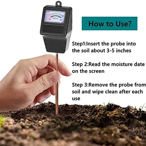Hathdia Soil Moisture Meter Black | 7.6 inch Probe for Potted Plants, Garden, Farm, Lawn thumbnail 2