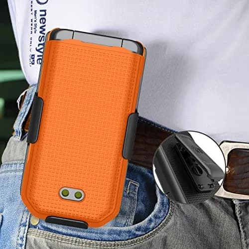 Nakedcellphone CAT S22 Flip Case with Belt Clip - Bright Orange | Hard Shell Rotating Holster Holder thumbnail 7