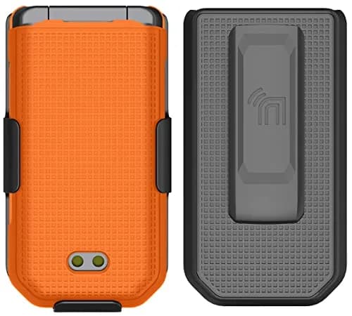 Nakedcellphone CAT S22 Flip Case with Belt Clip - Bright Orange | Hard Shell Rotating Holster Holder thumbnail 3