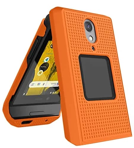 Nakedcellphone Grid Series CAT S22 Flip Phone Case - Bright Orange | Protective Hard Shell Cover thumbnail 4