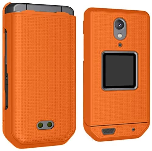 Nakedcellphone Grid Series CAT S22 Flip Phone Case - Bright Orange | Protective Hard Shell Cover thumbnail 7