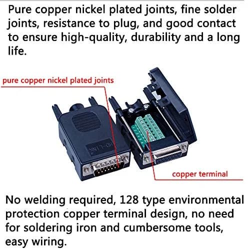 ANMBEST DB15 Female Solderless RS232 Serial to 15 Pin Terminal Adapter 2-Pack | Connects Legacy Devices thumbnail 3