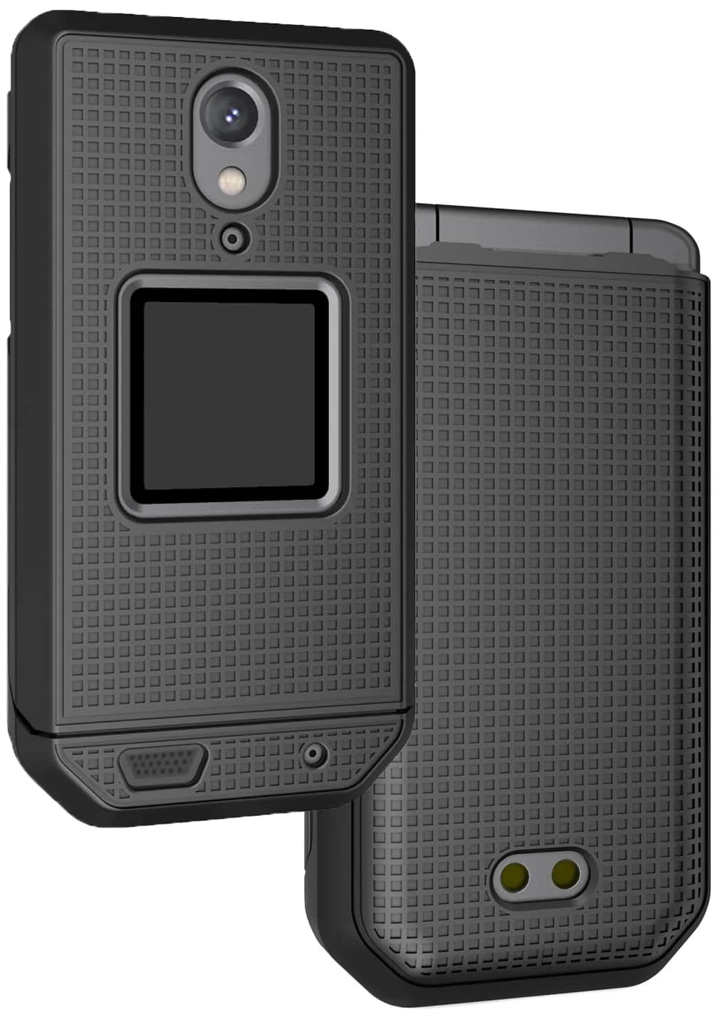 Nakedcellphone Grid Series Black Flip Phone Case for CAT S22 | Hard Polycarbonate with Matte Grip - main product image