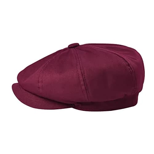 BOTVELA Men's 100% Cotton Gatsby Ivy Golf Cabbie Hat Burgundy 7 7/8 | Classic Vintage Style thumbnail 2