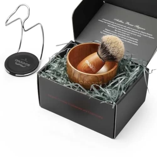 Anbbas 3-in-1 Badger Hair Shaving Brush Set with Stand and Lathering Bowl | Smooth Wet Shave for Men thumbnail 7