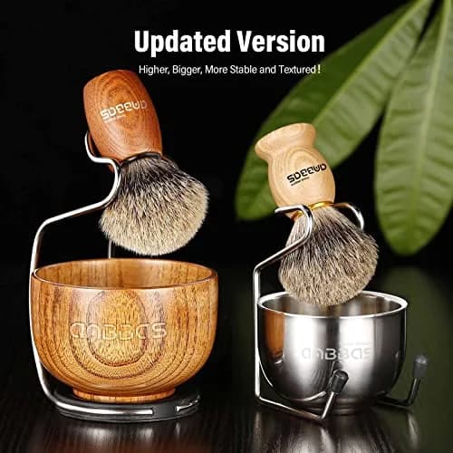 Anbbas 3-in-1 Badger Hair Shaving Brush Set with Stand and Lathering Bowl | Smooth Wet Shave for Men thumbnail 2