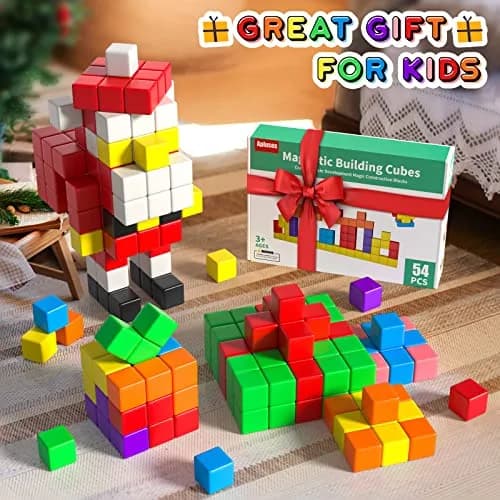 Apluses Magnetic Blocks 54 PCS (1 Inch Cubes) | STEM Educational Building Toy for Kids 3+ thumbnail 4