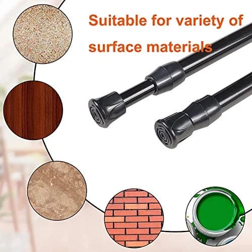 HILLHOME Small Tension Rod 15.7 in to 28 in | Space-Saving Extendable Curtain Rod thumbnail 5