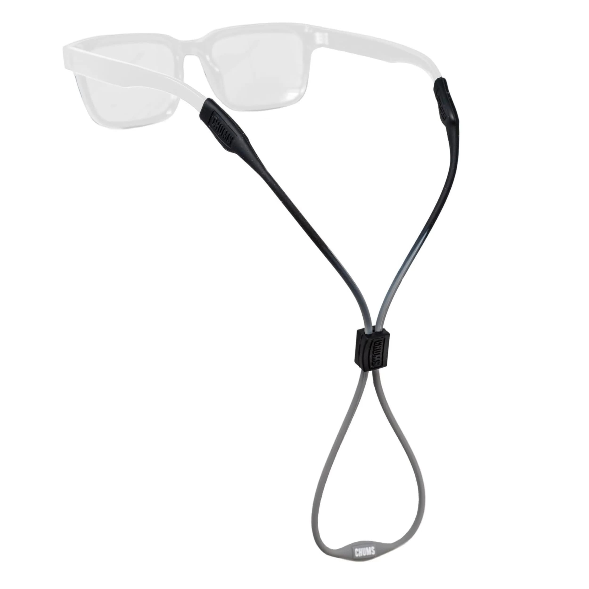Chums Slim Retainer - Adjustable Silicone Eyewear Keeper | Low Profile, Durable & Water-Resistant (Black/Smoke)