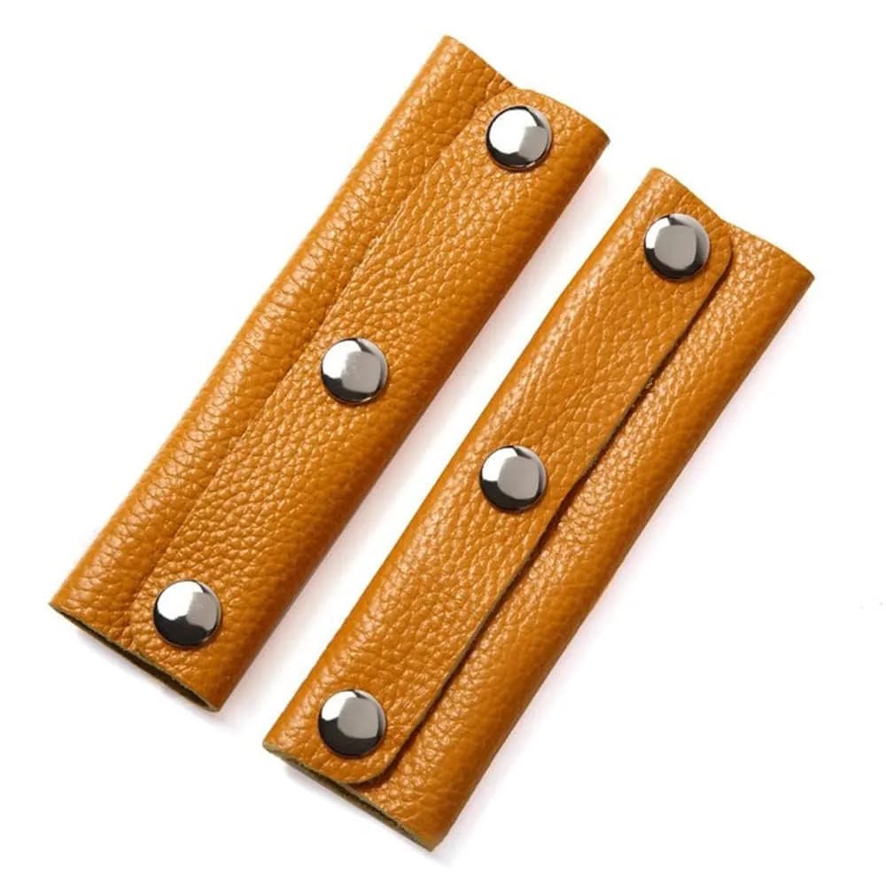 IUAQDP 2-Piece Handbag Handle Wrap Cover, Black | Durable PU Leather & Brass Clasp — Light Brown
