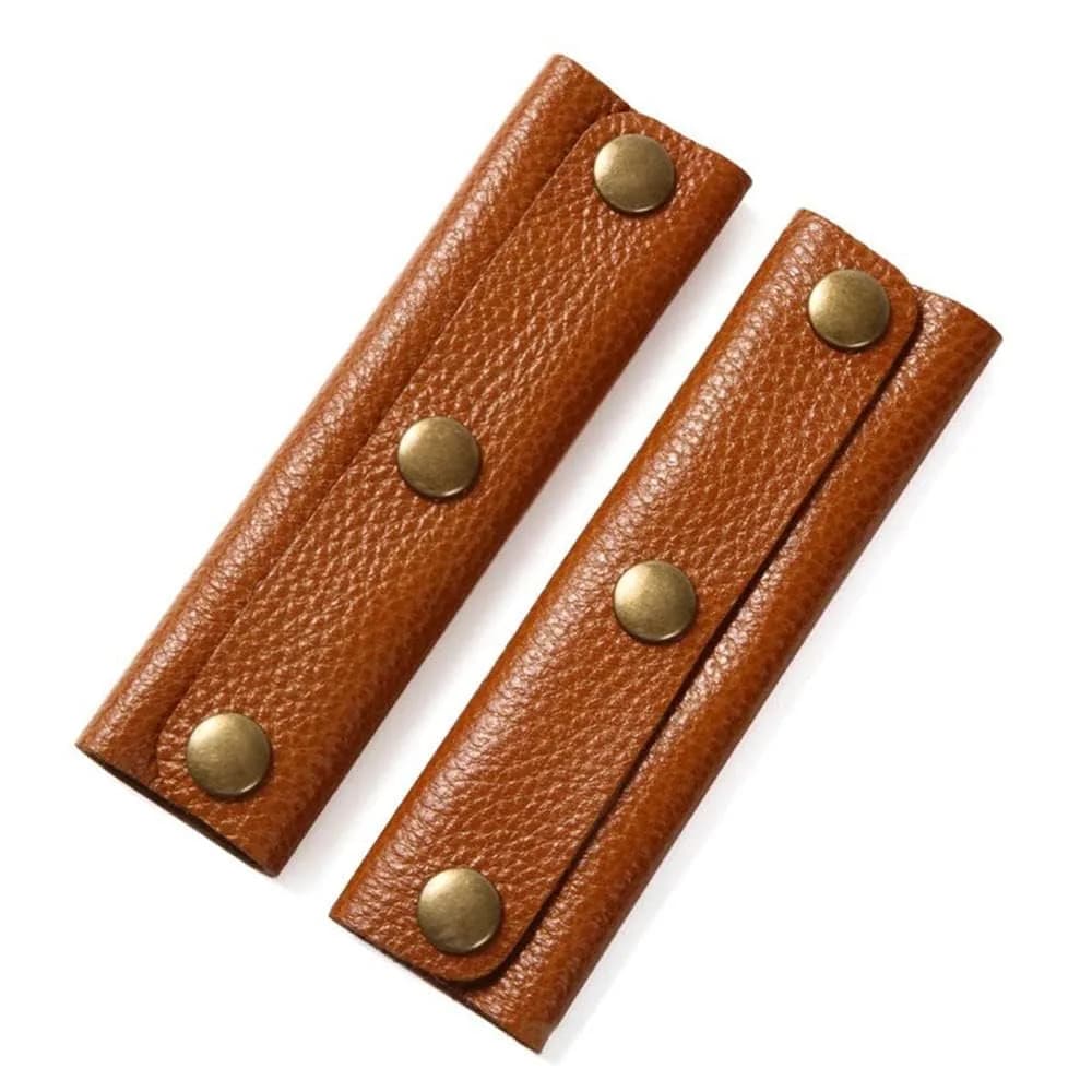 IUAQDP 2-Piece Handbag Handle Wrap Cover, Black | Durable PU Leather & Brass Clasp — Brown