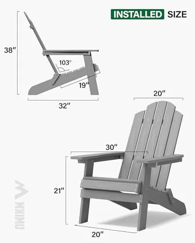 MXIMU Folding Adirondack Chair for Outdoor | Easy Assembly & Comfortable Seating thumbnail 2