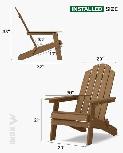 MXIMU Folding Adirondack Chair for Outdoor | Easy Assembly & Comfortable Design thumbnail 2