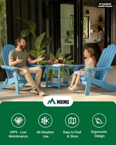 MXIMU Folding Adirondack Chair for Outdoor, Easy to Assemble & Comfortable thumbnail 7