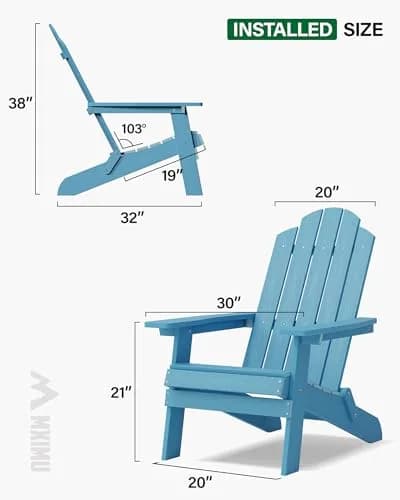 MXIMU Folding Adirondack Chair for Outdoor, Easy to Assemble & Comfortable thumbnail 2