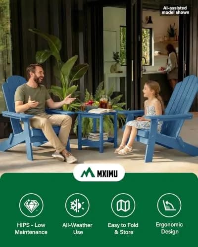 MXIMU Folding Adirondack Chair for Outdoor | Easy Assembly & Comfortable Design thumbnail 7