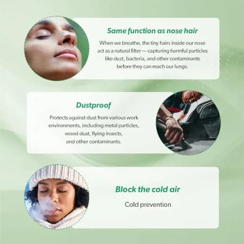 KOKOK 3-Ply HEPA Nose Filter Pack of 3 (Large) | Reusable Air Filtration for Dust & Pollution thumbnail 4