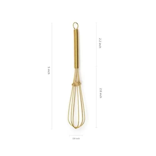 TYGYLZGCF Gold Mini Whisk 13cm (5 inch) | Perfect for Small Batches & Beverages thumbnail 2