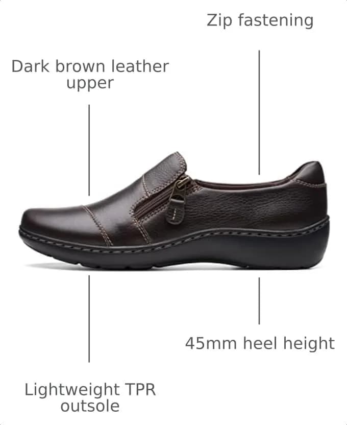 Clarks Women's Cora Harbor Loafer Dark Brown Leather 4.5 cm (1.75 in) Heel | Comfortable Everyday Fashion thumbnail 3