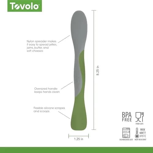 Tovolo Mini Scoop and Spread Tool for Kitchen Meal Prep Small Sandwich Spreader Spatula for Peanut Butter Jelly, Silicone BPA Free Dishwasher Safe Scooper Spreader, Pesto Green and Oyster Gray | Versatile Kitchen Tool for Spreading & Scooping thumbnail 6