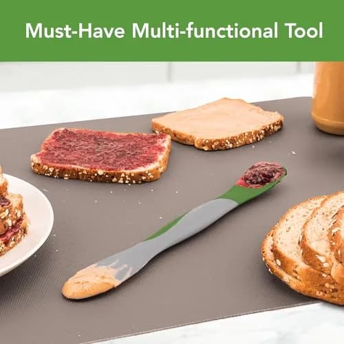 Tovolo Mini Scoop and Spread Tool for Kitchen Meal Prep Small Sandwich Spreader Spatula for Peanut Butter Jelly, Silicone BPA Free Dishwasher Safe Scooper Spreader, Pesto Green and Oyster Gray | Versatile Kitchen Tool for Spreading & Scooping thumbnail 2