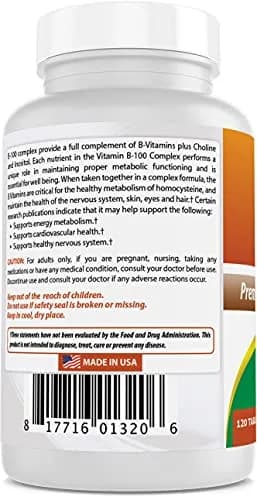 Best Naturals B 100 Complex 120 Tablets | B Complex Vitamins for Adults thumbnail 6