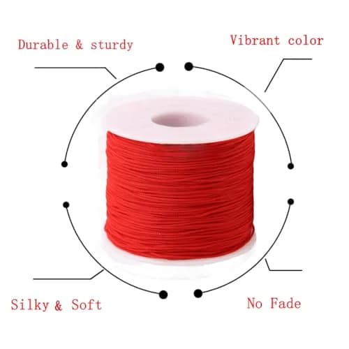 Xiezyu Red Nylon Beading Cord 0.5mm (150 Yards) | Braided Thread for Jewelry Making thumbnail 3