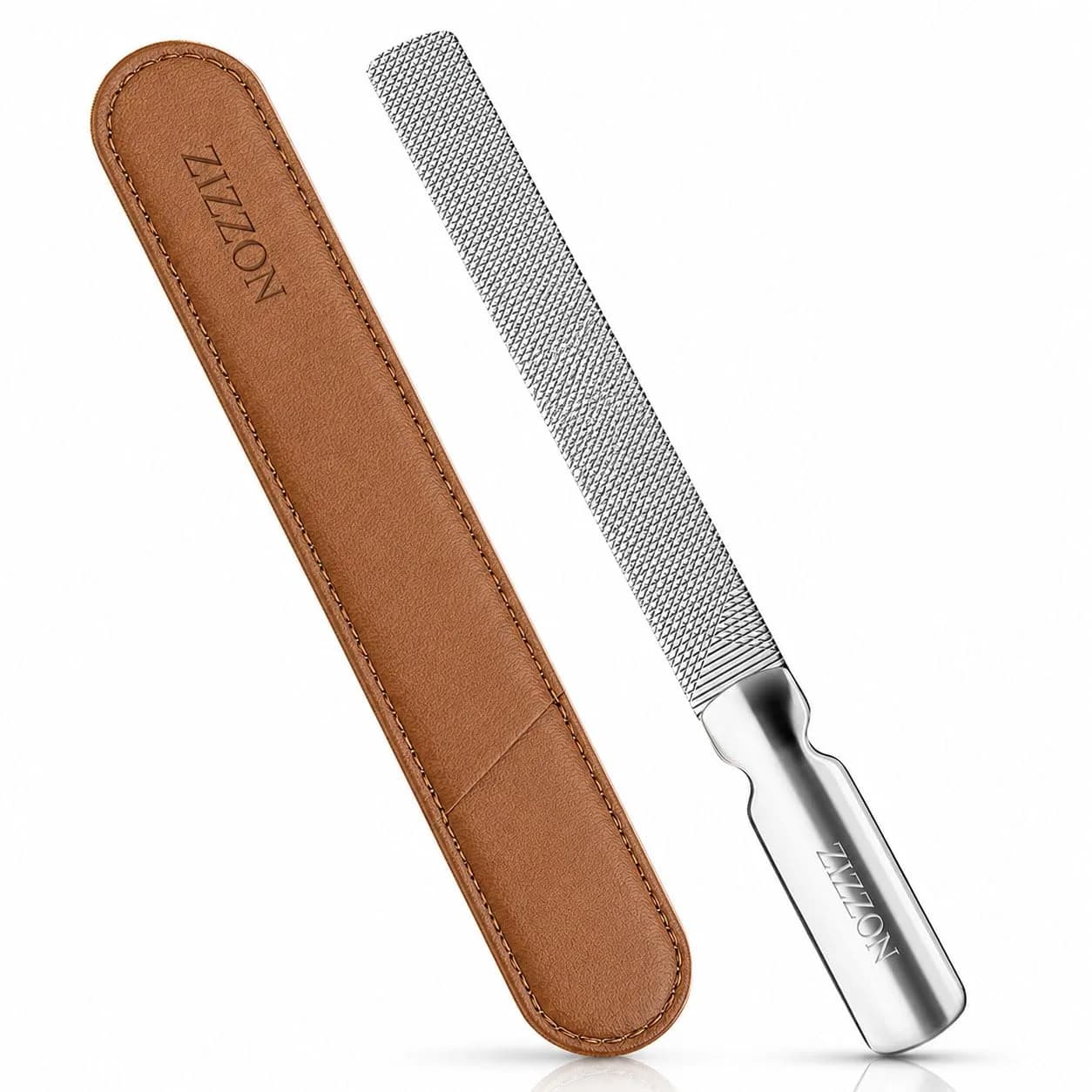 ZIZZON Professional Stainless Steel Nail File Double Sided for Natural Nails, 14.5cm (5.7 Inch) | Heavy Duty Reusable Manicure Filer - main product image