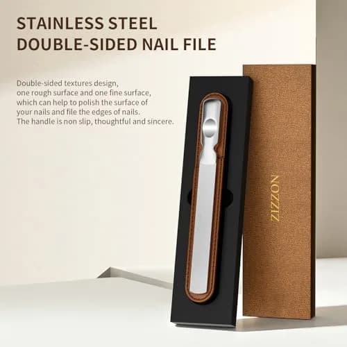 ZIZZON Professional Stainless Steel Nail File Double Sided for Natural Nails, 14.5cm (5.7 Inch) | Heavy Duty Reusable Manicure Filer thumbnail 8