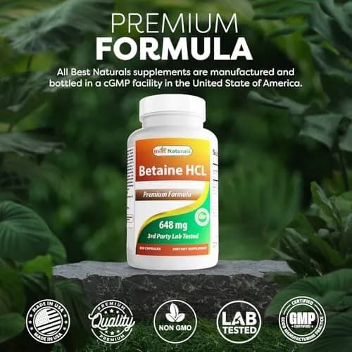 Best Naturals Betaine HCL 648 mg 250 Capsules (750 Total Capsules) | Digestive Support Supplement thumbnail 5