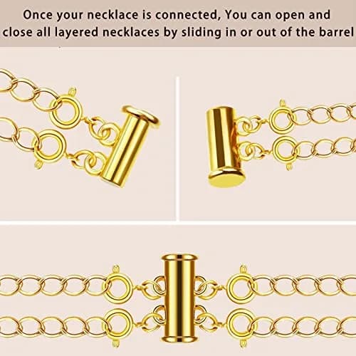OHINGLT Necklace Layering Clasps Magnetic Slide Lock Clasp Multi Strands | Easy to Use, Brass, Gold & Silver Plated thumbnail 7