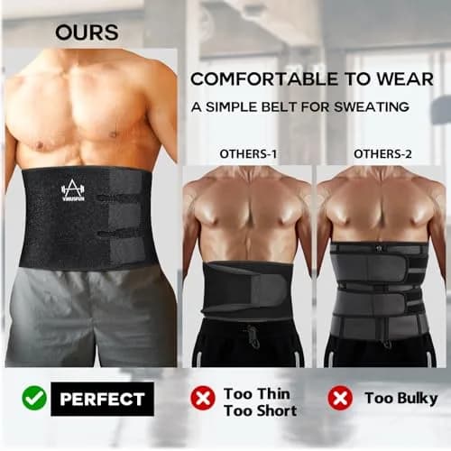 VIMUSFUN Waist Trimmer Belt for Women & Men | Sweat & Support Waist Trainer 8.5"x39" thumbnail 2