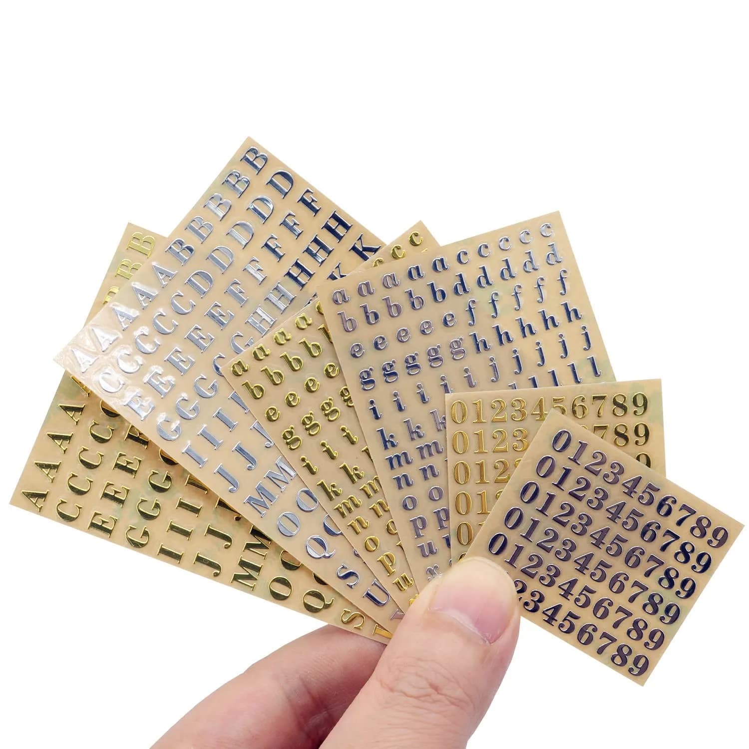 SIXQJZML Mini Alphabet Number Stickers 3mm | Glitter Alloy Self-Adhesive Letters for Resin Crafts & Scrapbooking — 4.5mm