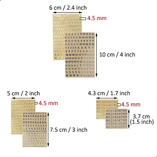 SIXQJZML Mini Alphabet Number Stickers 4.5mm (0.18 inch) | Glitter Alloy Self-Adhesive Letters for Crafts thumbnail 2