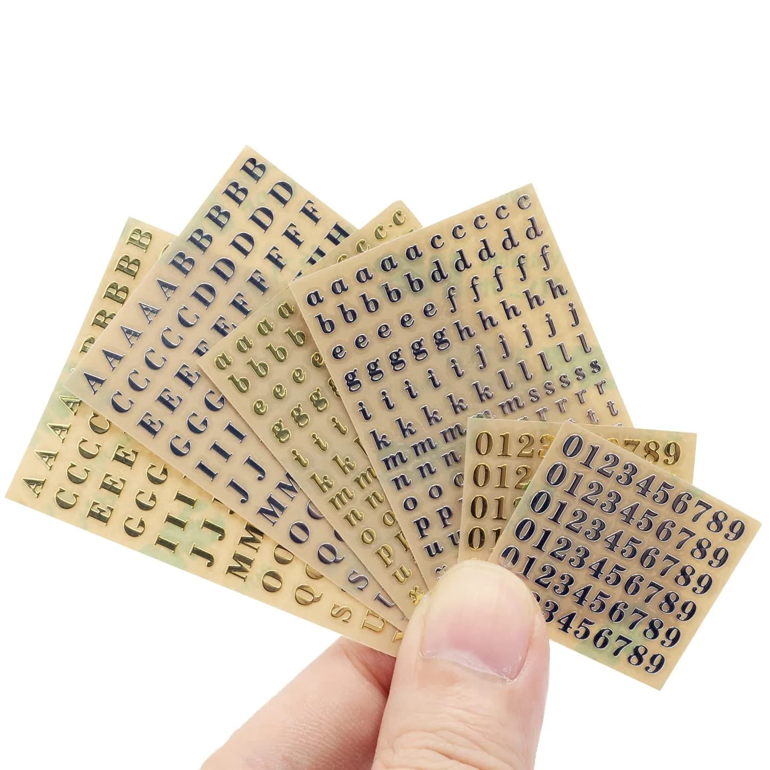 SIXQJZML Mini Alphabet Number Stickers 3mm | Glitter Alloy Self-Adhesive Letters for Resin Crafts & Scrapbooking - main product image