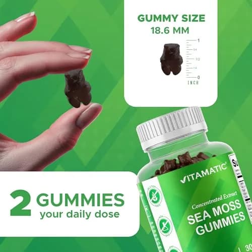 Vitamatic Sea Moss Gummies with Bladderwrack & Burdock, 60 Gummies | Vegan & Great-Tasting Herbal Supplement for Energy & Immunity thumbnail 4
