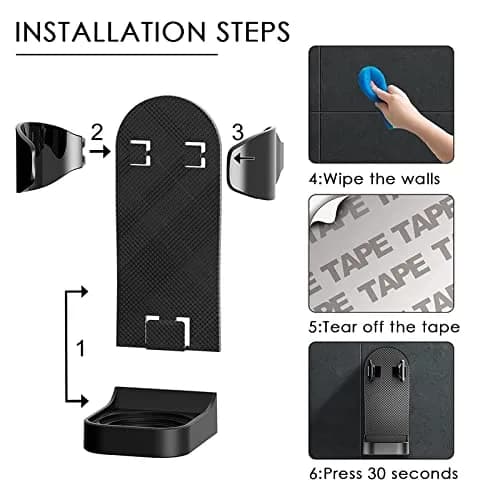 Linkidea 2 Pack Wall Mount Razor Holder | Self-Adhesive Bathroom Organizer for Philips 7, 9 Series, Black thumbnail 3