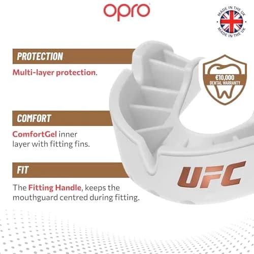 OPRO Bronze Level UFC Moldable Mouth Guard Essential Fit (White) 1 Unit | Custom Fit for Impact Sports thumbnail 3