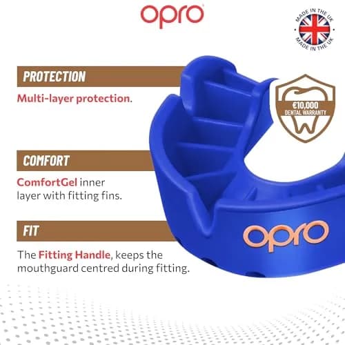 OPRO Bronze Level Moldable Mouth Guard Essential Fit (Blue) 180mm x 105mm x 40mm | Impact Protection for Sports thumbnail 3