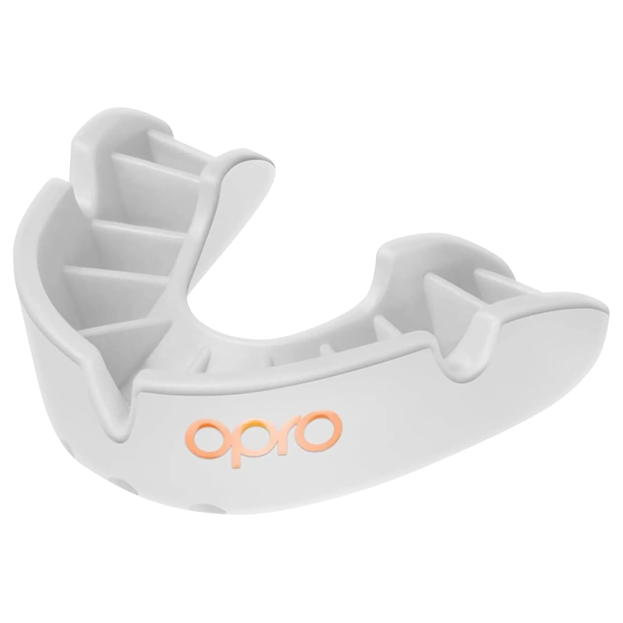 OPRO Bronze Level Moldable Mouth Guard - Essential Fit, White, Adult Size | Impact Protection for Sports