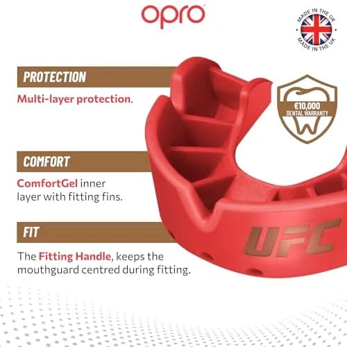 OPRO Bronze Level Youth UFC Red Moldable Mouth Guard - Essential Fit for Impact Sports thumbnail 3