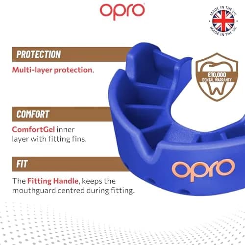 OPRO Bronze Level Youth Moldable Mouth Guard - Essential Fit, Blue for Boxing, MMA & Impact Sports thumbnail 3