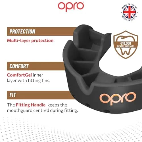 OPRO Bronze Level Youth Moldable Mouth Guard - Essential Fit, Black thumbnail 3