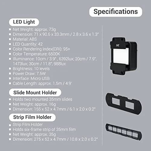 JJC 35mm Slide and Film Digitizing LED Backlight with 10-Level Brightness | CRI 95+ for Accurate Film Scanning thumbnail 7