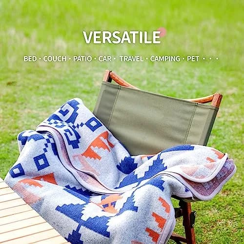 ACUSHLA Merino Wool Camp Blanket 79x63 in Grey | Thick, Washable, All Weather Outdoor Blanket thumbnail 5