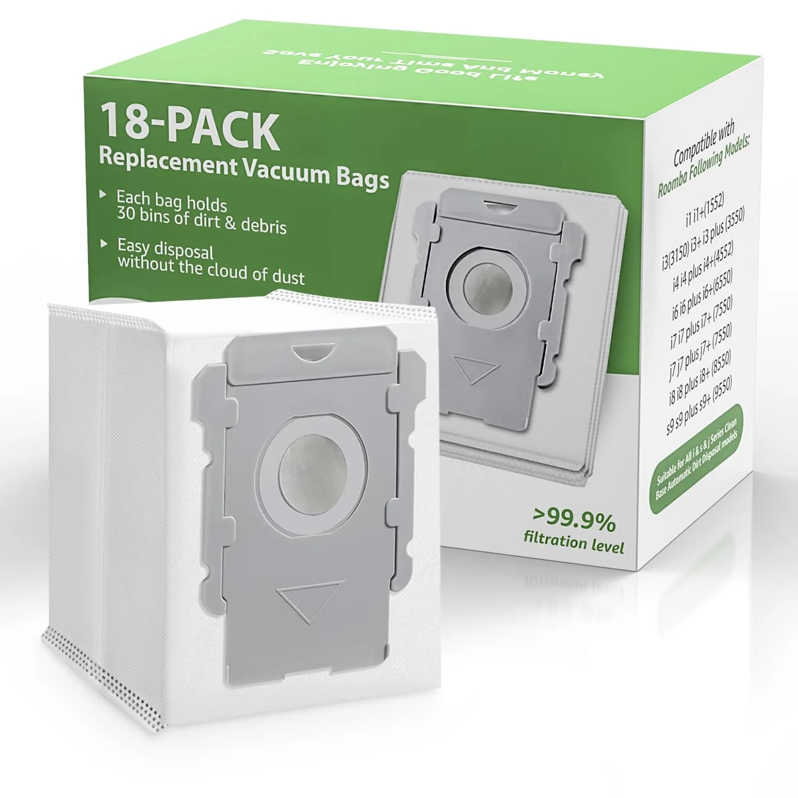 GOFWE Vacuum Bags for iRobot Roomba Series | 18 Pack, Compatible with i7, i8, j7, s9+ | Long-Lasting Dust Containment - main product image