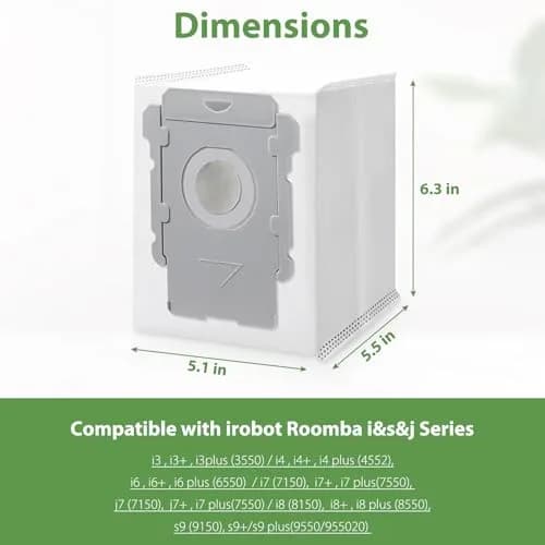 GOFWE Vacuum Bags for iRobot Roomba Series | 18 Pack, Compatible with i7, i8, j7, s9+ | Long-Lasting Dust Containment thumbnail 4