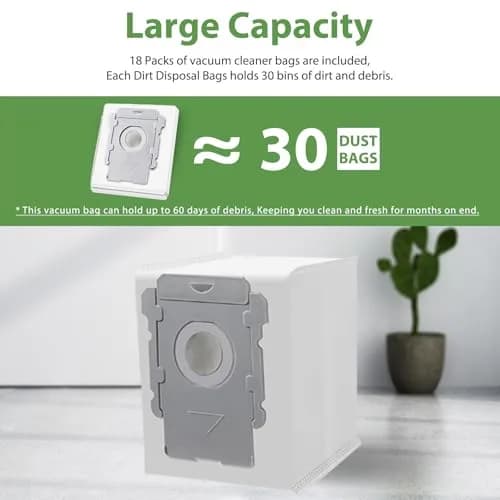 GOFWE Vacuum Bags for iRobot Roomba Series | 18 Pack, Compatible with i7, i8, j7, s9+ | Long-Lasting Dust Containment thumbnail 3